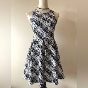 Lamour by Nenette Lepore black and white fit and flare dress, size S
